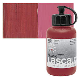 Lascaux Studio Acrylic - Carmine Red, 85 ml bottle and swatch