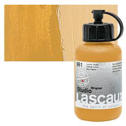 Lascaux Studio Acrylic - Yellow Ochre, 85 ml bottle and swatch