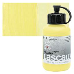 Lascaux Studio Acrylic - Naples Yellow, 85 ml bottle and swatch