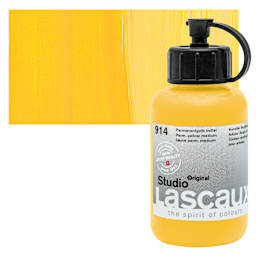 Lascaux Studio Acrylic - Permanent Yellow Medium, 85 ml bottle and swatch