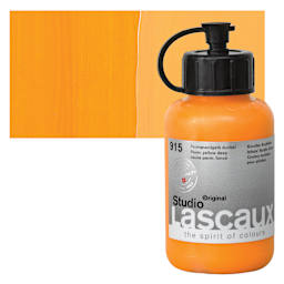Lascaux Studio Acrylic - Permanent Yellow Deep, 85 ml bottle and swatch