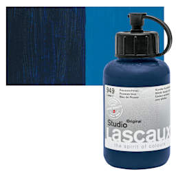 Lascaux Studio Acrylic - Prussian Blue, 85 ml bottle and swatch