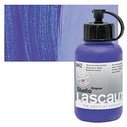 Lascaux Studio Acrylic - Ultramarine Blue Deep, 85 ml bottle and swatch