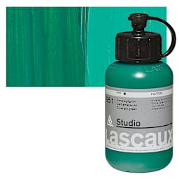 Lascaux Studio Acrylic - Emerald Green, 85 ml bottle and swatch