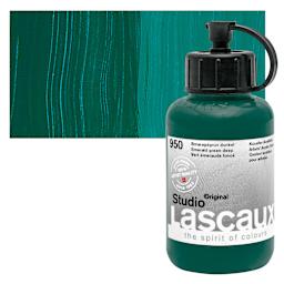 Lascaux Studio Acrylic - Emerald Green Deep, 85 ml bottle and swatch