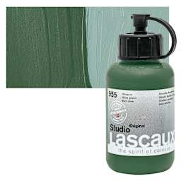 Lascaux Studio Acrylic - Olive Green, 85 ml bottle and swatch