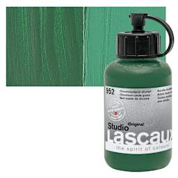 Lascaux Studio Acrylic - Chromium Oxide Green, 85 ml bottle and swatch