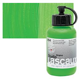 Lascaux Studio Acrylic - Permanent Green Light, 85 ml bottle and swatch