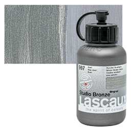 Lascaux Studio Bronze Acrylic - Stainless Steel, 85 ml bottle and swatch