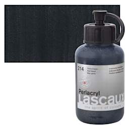 Lascaux Perlacryl Iridescent Acrylic - Pearl Black, 85 ml bottle and swatch