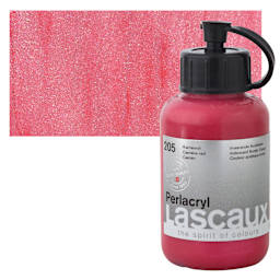 Lascaux Perlacryl Iridescent Acrylic - Carmine Red, 85 ml bottle and swatch