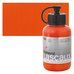 Lascaux Perlacryl Iridescent Acrylic - Orange, 85 ml bottle and swatch