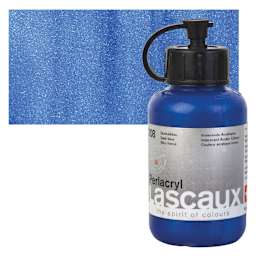 Lascaux Perlacryl Iridescent Acrylic - Dark Blue, 85 ml bottle and swatch
