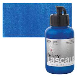 Lascaux Perlacryl Iridescent Acrylic - Azure Blue, 85 ml bottle and swatch