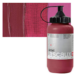 Lascaux Artist Acrylic - Quinacridone Crimson, 390 ml Bottle and swatch