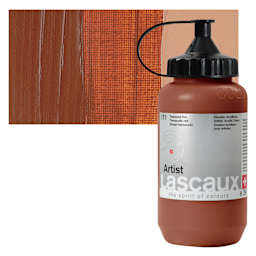 Lascaux Artist Acrylic - Transoxide Red, 390 ml Bottle and swatch