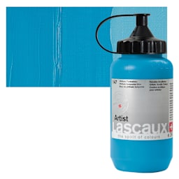 Lascaux Artist Acrylic - Phthalo Turquoise Blue, 390 ml Tube and swatch