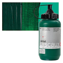 Lascaux Artist Acrylic - Cadmium Green Deep, 390 ml Bottle and swatch