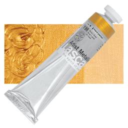 Lascaux Artist Acrylic - Kings Gold, 45 ml tube and swatch