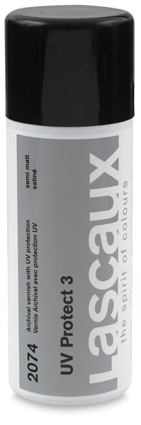 Lascaux UV Protect Spray Varnish - Front of UV Protect 3 Semi-Matte Varnish can