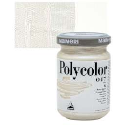 Maimeri Polycolor Vinyl Paint - Platinum White, 140 ml Jar and swatch