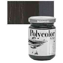 Maimeri Polycolor Vinyl Paint - Black, 140 ml Jar and swatch