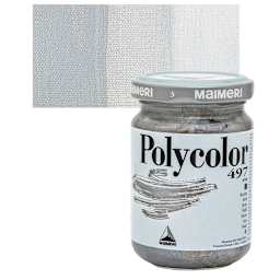 Maimeri Polycolor Vinyl Paint - Steel, 140 ml Jar and swatch