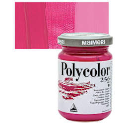 Maimeri Polycolor Vinyl Paint - Primary Red - Magenta, 140 ml Jar and swatch