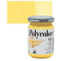 Maimeri Polycolor Vinyl Paint - Naples Yellow, 140 ml Jar and swatch