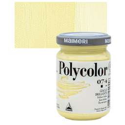 Maimeri Polycolor Vinyl Paint - Brilliant Yellow, 140 ml jar and swatch