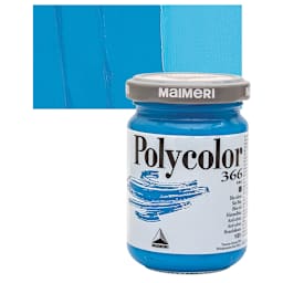 Maimeri Polycolor Vinyl Paint - Sky Blue, 140 ml jar and swatch