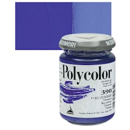 Maimeri Polycolor Vinyl Paint - Ultramarine, 140 ml jar and swatch