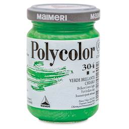 Maimeri Polycolor Vinyl Paints - Brilliant Green Light, 140 ml jar