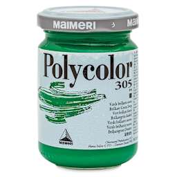 Maimeri Polycolor Vinyl Paints - Brilliant Green Deep, 140 ml jar