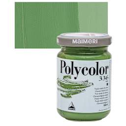 Maimeri Polycolor Vinyl Paint - Chrome Oxide Green, 140 ml jar and swatch