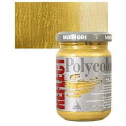 Maimeri Polycolor Vinyl Paint - Reflect Rich Gold, 140 ml and swatch