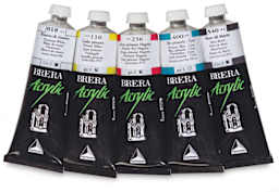 Maimeri Brera Artist Acrylics - Primary Colors, Set of 5, 2 oz tubes