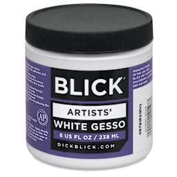 Blick Artists Acrylic Gesso - White, 8 oz jar, front of jar