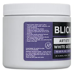 Blick Artists Acrylic Gesso - White, 16 oz jar, side label product information