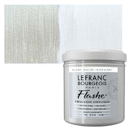 Lefranc & Bourgeois Flashe Vinyl Paint - Iridescent Pearl White, 125 ml jar and swatch