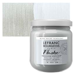 Lefranc & Bourgeois Flashe Vinyl Paint -  Iridescent Pearl White, 400 ml jar and swatch