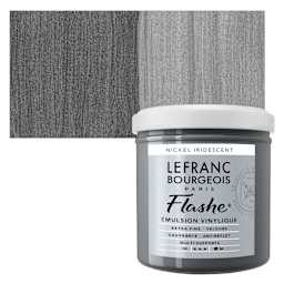 Lefranc & Bourgeois Flashe Vinyl Paint - Nickel, 125 ml jar and swatch