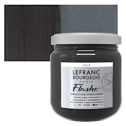 Lefranc & Bourgeois Flashe Vinyl Paint - Black, 400 ml jar and swatch