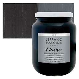 Lefranc & Bourgeois Flashe Vinyl Paint - Black, 750 ml jar and swatch