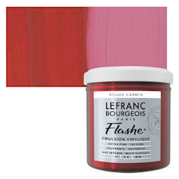 Lefranc & Bourgeois Flashe Vinyl Paint - Carmine Red, 125 ml jar and swatch