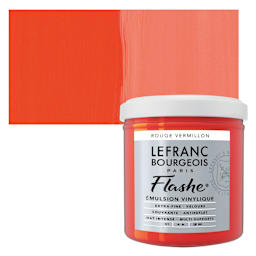Lefranc & Bourgeois Flashe Vinyl Paint - Red Vermilion, 125 ml jar and swatch