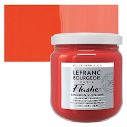 Lefranc & Bourgeois Flashe Vinyl Paint - Red Vermilion, 400 ml jar and swatch