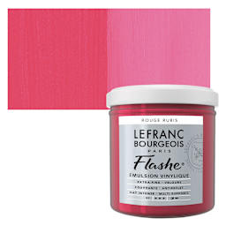 Lefranc & Bourgeois Flashe Vinyl Paint - Ruby Red, 125 ml jar and swatch