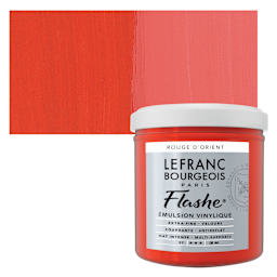 Lefranc & Bourgeois Flashe Vinyl Paint - Oriental Red, 125 ml jar and swatch