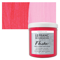 Lefranc & Bourgeois Flashe Vinyl Paint - Fluorescent Red, 125 ml jar and swatch